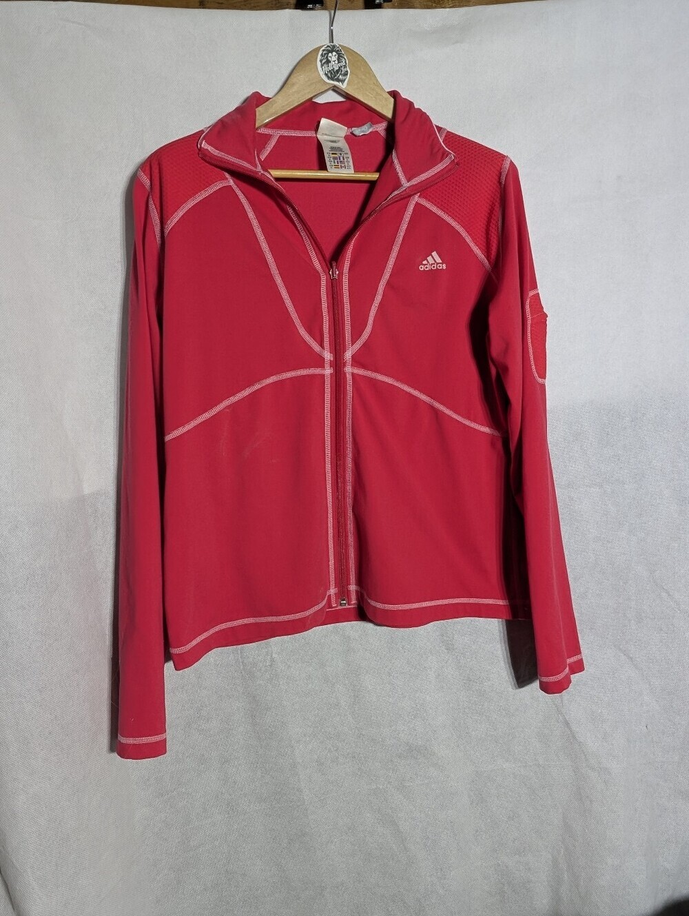 Adidas Climalite Red Full-Zip Active Jacket Track Top Contrast Stitching XL
